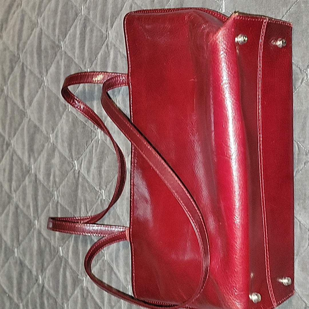 Red Leather Tote By Monsac